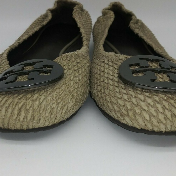 Tory Burch Snake Embossed Reva Flat Shoes Size 8 M - Picture 4 of 6